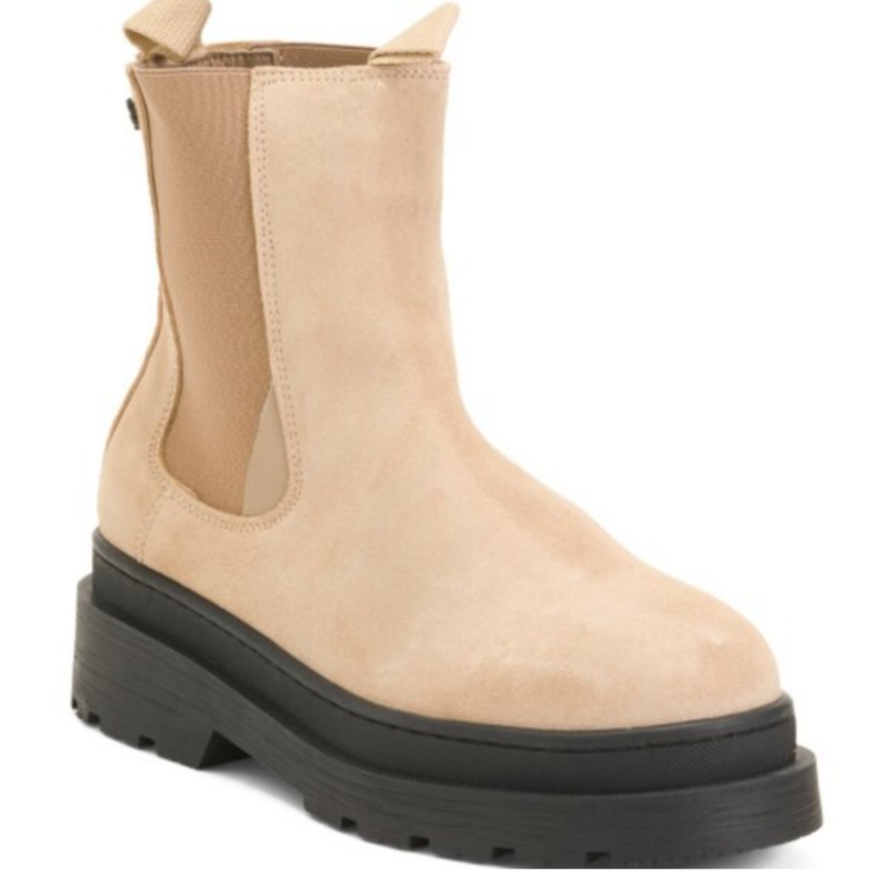 NEW SCOTCH & SODA Made In Portugal Suede Chelsea Aubri Boots In Beige EU 41